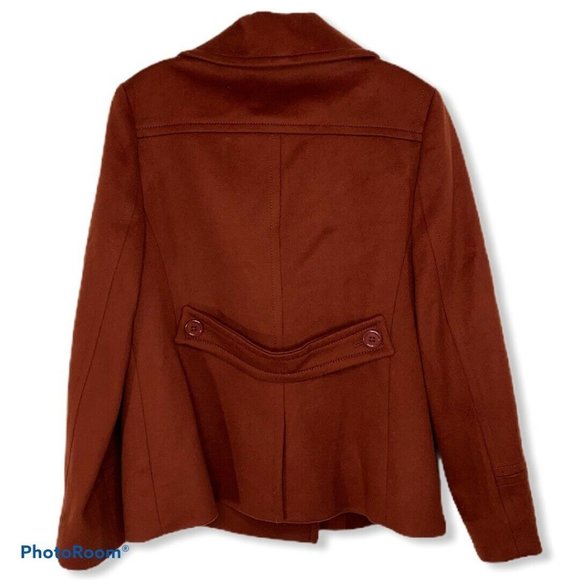 J Crew Ever Wool Pea Coat By Nello Gori Classic Career Business Burnt Orange 10 - Picture 2 of 4